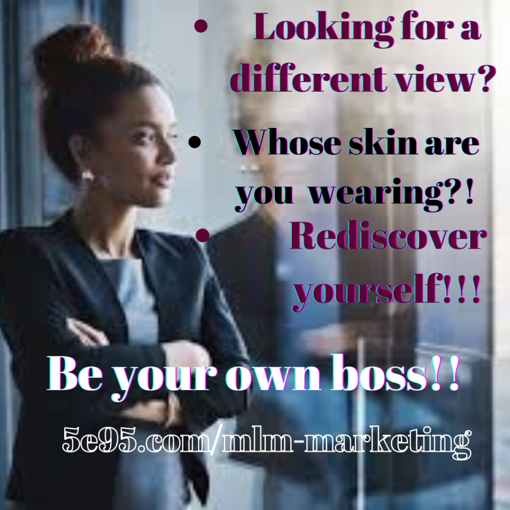 be your own boss.  Know who you are.  online digital marketing is your way to financial freedom. woman looking out of office tower window